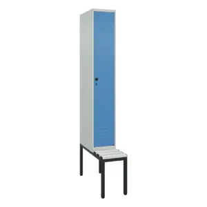 Umkleidespind mit untergebauter Sitzbank