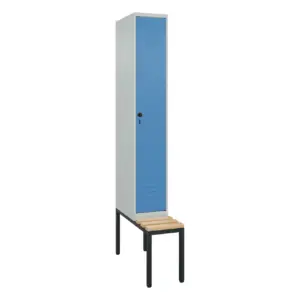 Umkleidespind mit untergebauter Sitzbank